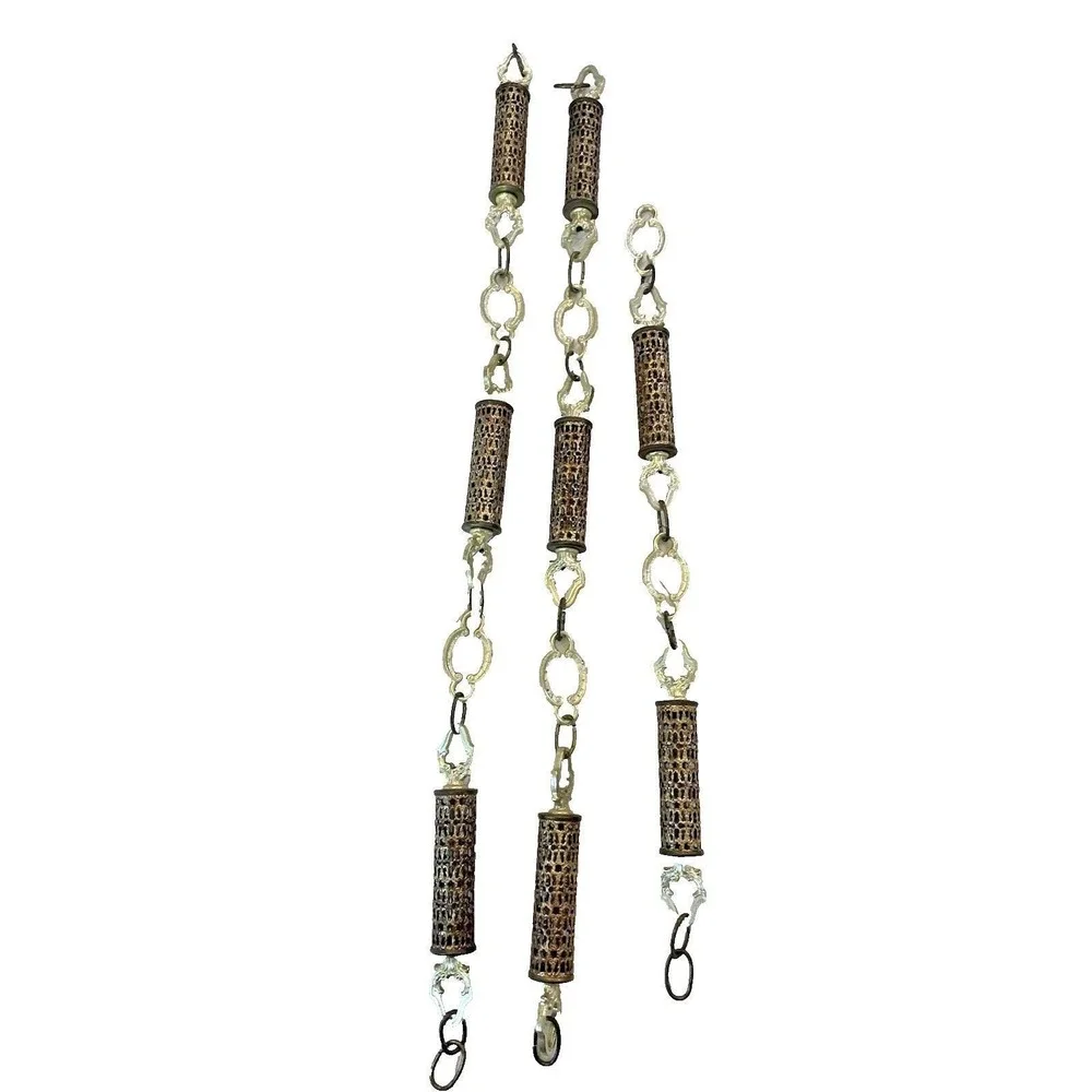 Vtg Filigree Metal Tubes Decorative Chandelier Swag Lamp Replacement Chain 8 ft